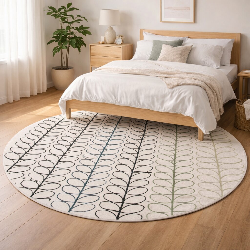 Green Round Rug Handmade 8x8 9x9 10x10 16x16 Modern Floor Carpet Hand Tufted