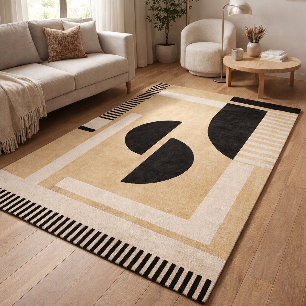 Tuft area rug 8x11 9x12 9x13 Rectangle shape Woolen carpet Handmade area rugs Geometric design Hallway Bed Living room
