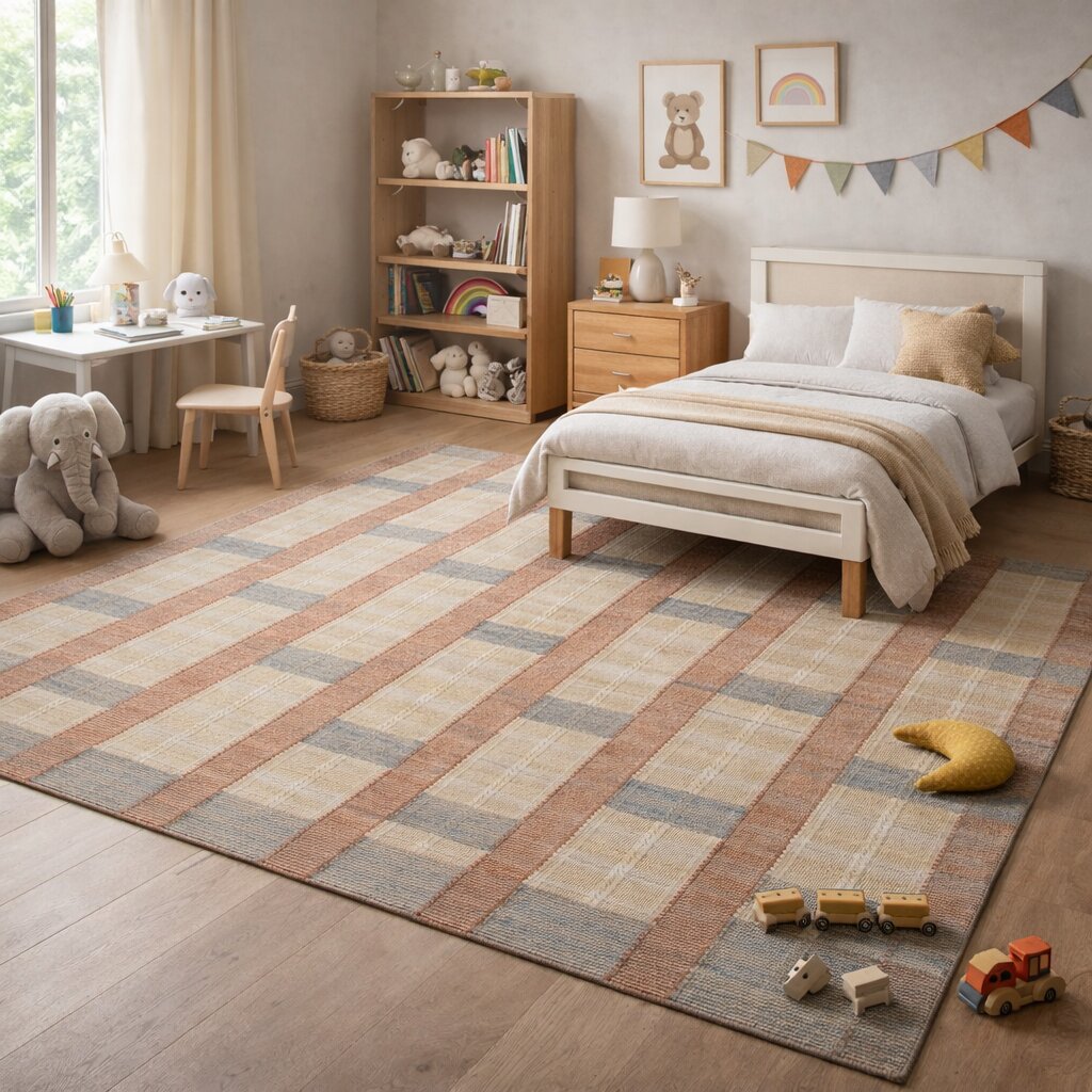 Modern Sandstone Grid Beige Rug
