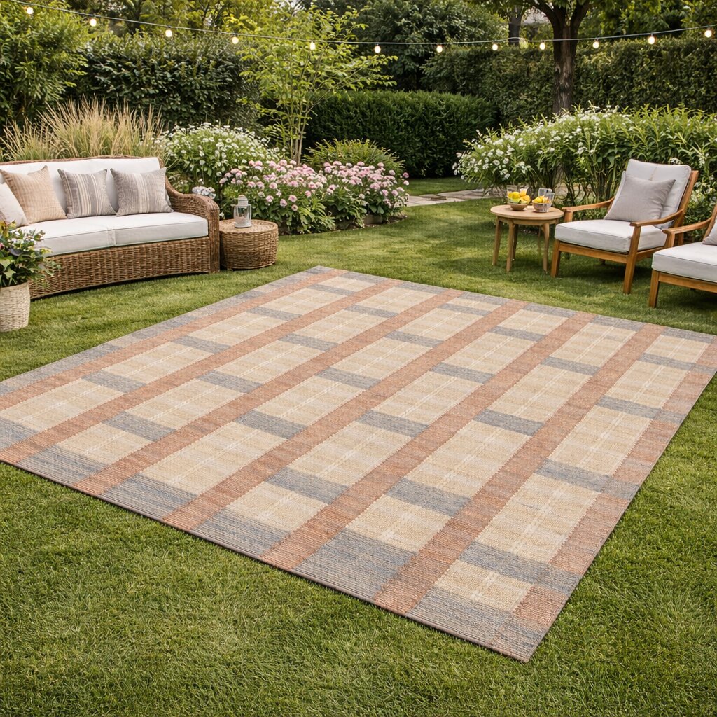 Modern Sandstone Grid Beige Rug