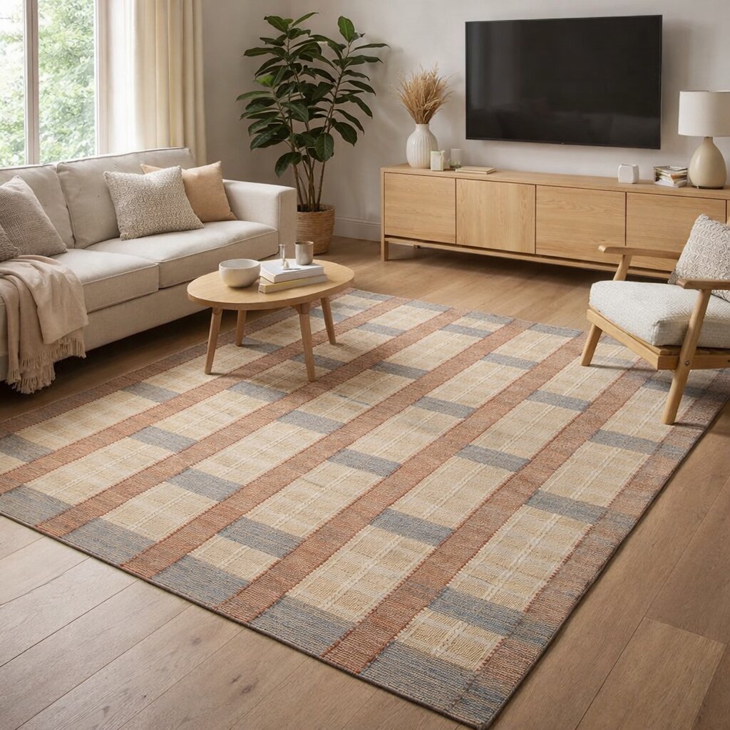 Modern Sandstone Grid Beige Rug