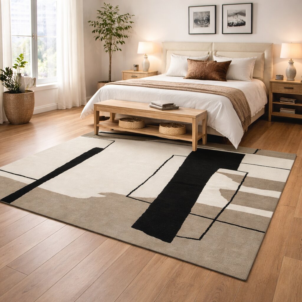 Tuft area rug 8x11 9x12 9x13 Rectangle shape Geometric carpet Hallway Bed Living room Woolen carpet Handmade area rug