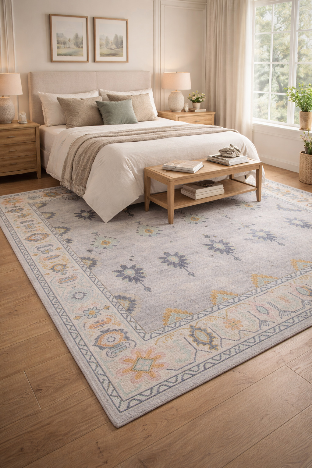 7x10 6x9 Oushak knotted rug Ivory color 6x8 5x8 Rectangle shape Area woolen carpet Handmade rugs