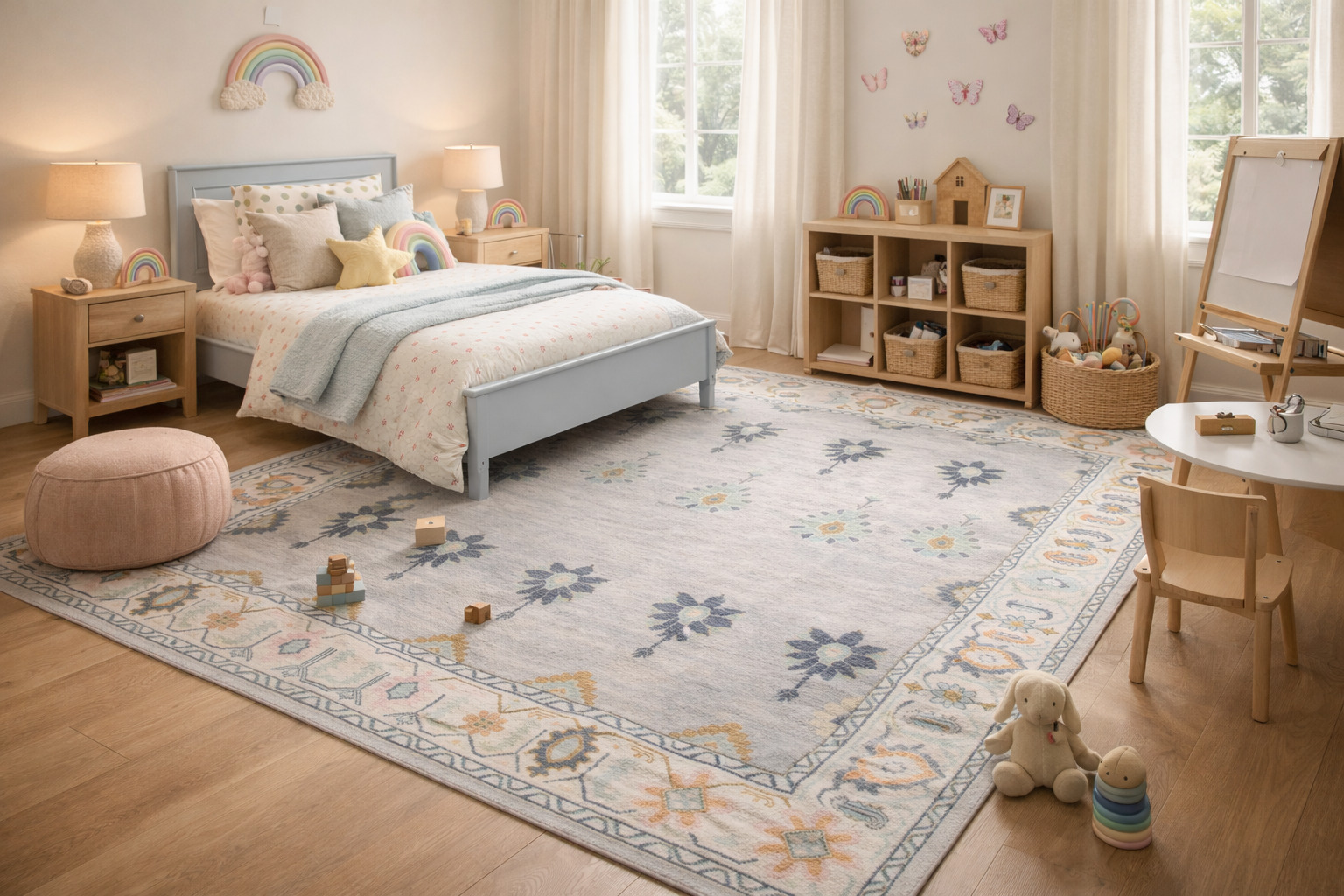 7x10 6x9 Oushak knotted rug Ivory color 6x8 5x8 Rectangle shape Area woolen carpet Handmade rugs