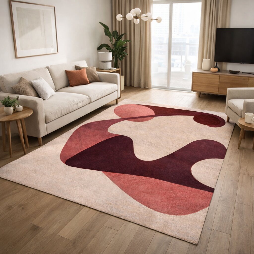 Geometric area rug Rectangle wool carpet Beige color Hallway Bed Kids room 5x7 5x8 6x9 7x10 Hand tufted rugs