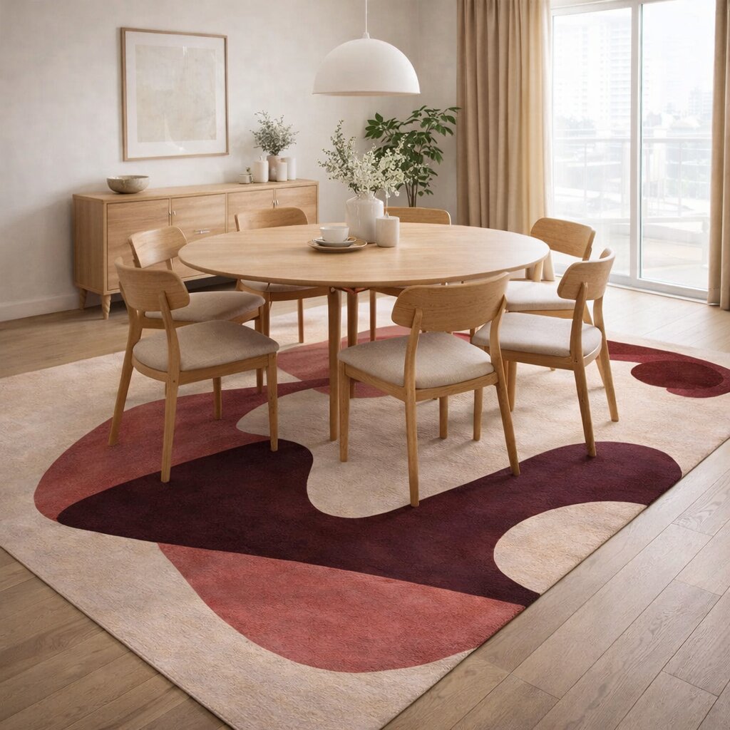 Geometric area rug Rectangle wool carpet Beige color Hallway Bed Kids room 5x7 5x8 6x9 7x10 Hand tufted rugs