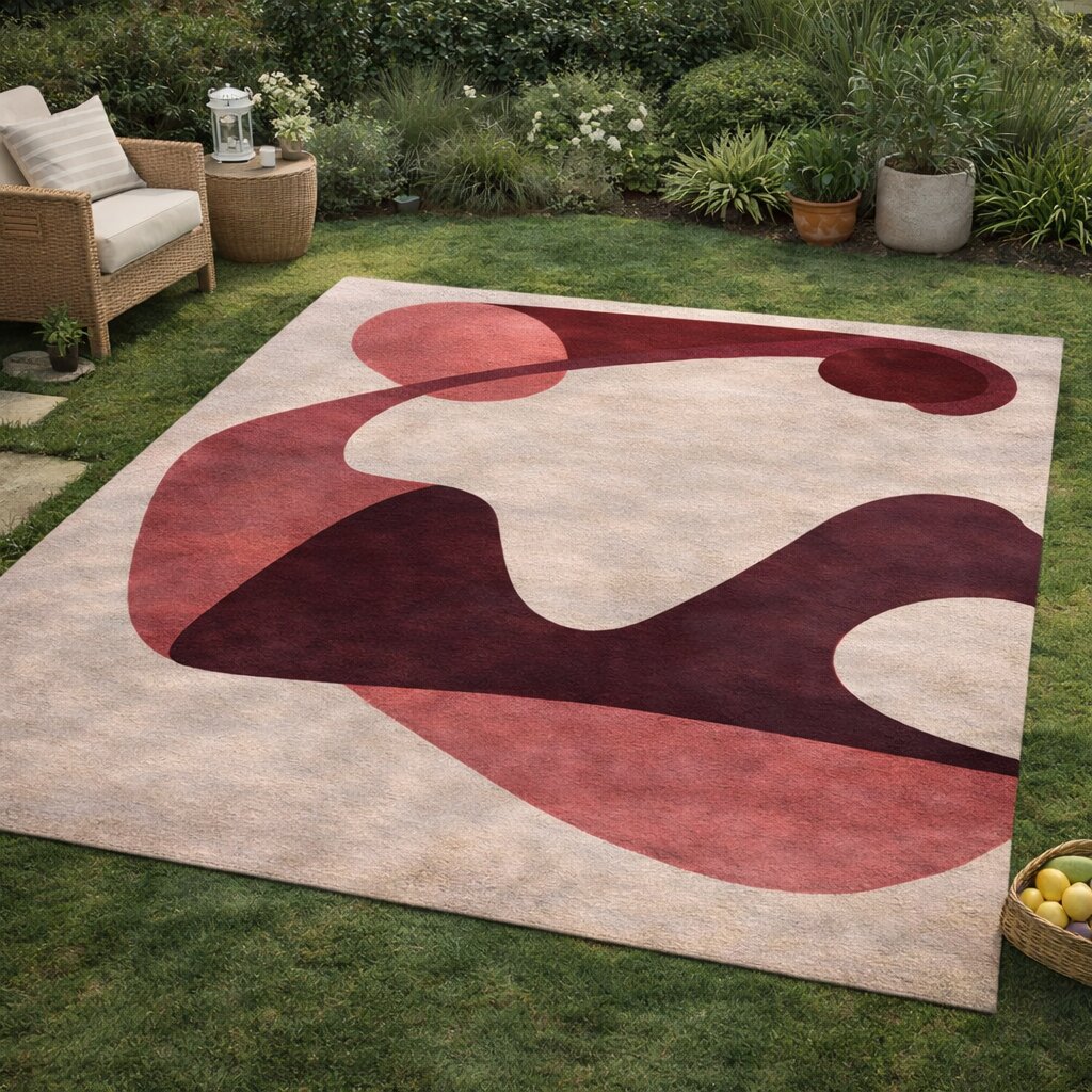 Geometric area rug Rectangle wool carpet Beige color Hallway Bed Kids room 5x7 5x8 6x9 7x10 Hand tufted rugs