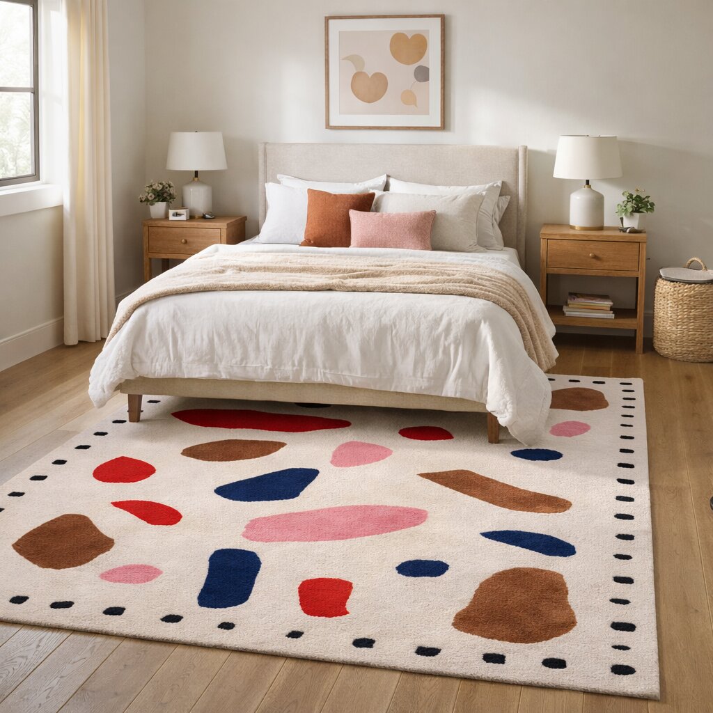 Wool area rugs Geometric design Bed Living room Tufted carpet 5x7 6x8 7x10 8x10