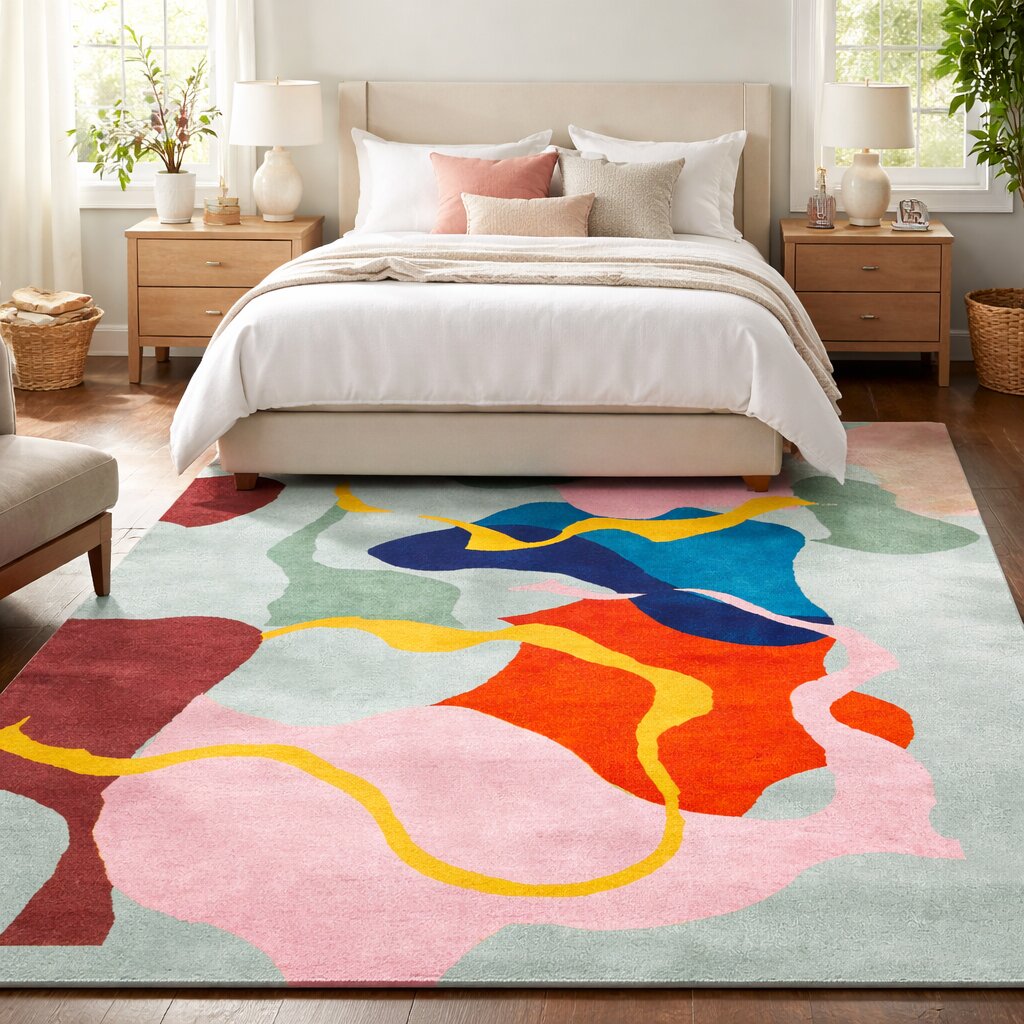 Area rug 8x10 Rectangle wool carpet Hallway Bed Kids room 5x8 6x9 7x10 Hand tufted rugs