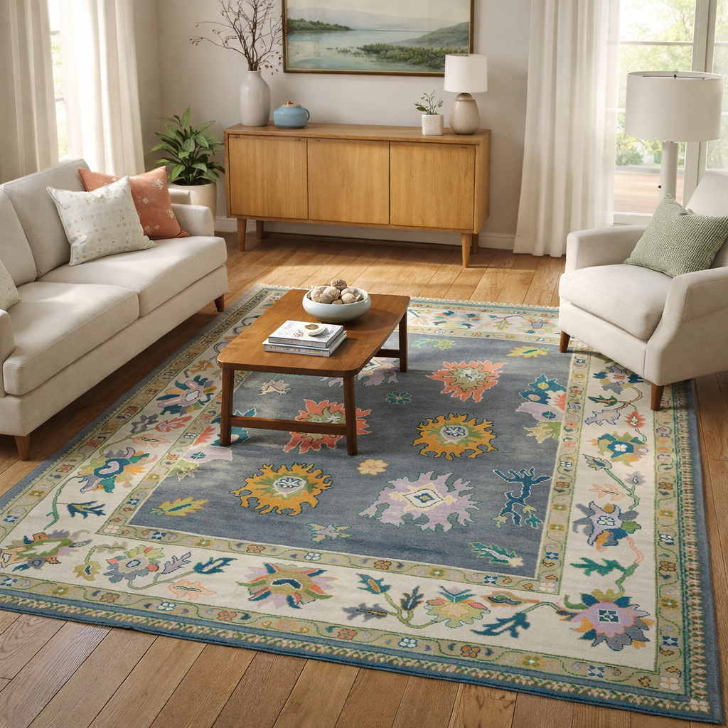 Knotted carpet 5x7 6x8 7x10 8x10 Wool area rugs Geometric design Bed Kids Living room Rectangle shape