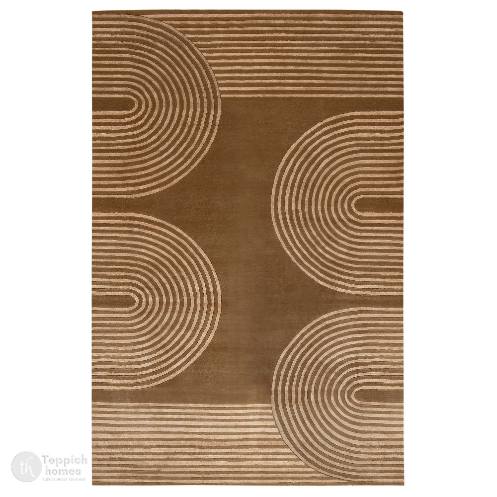 Image of Area rug 8x10, Tufted wool carpet, Brown color, Hallway, Kids, room, 5x8, 6x9, 7x10, Handmade