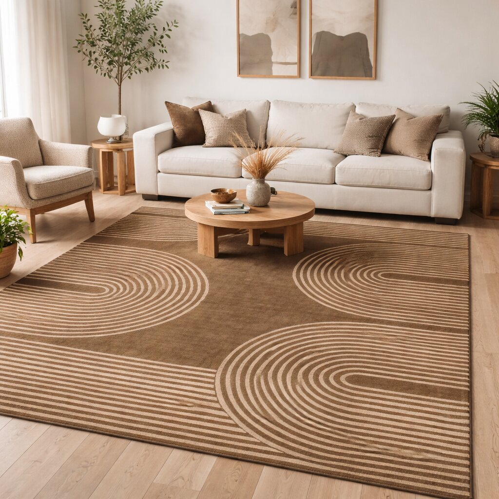 Area rug 8x10 Tufted wool carpet Brown color Hallway Kids room 5x8 6x9 7x10 Handmade