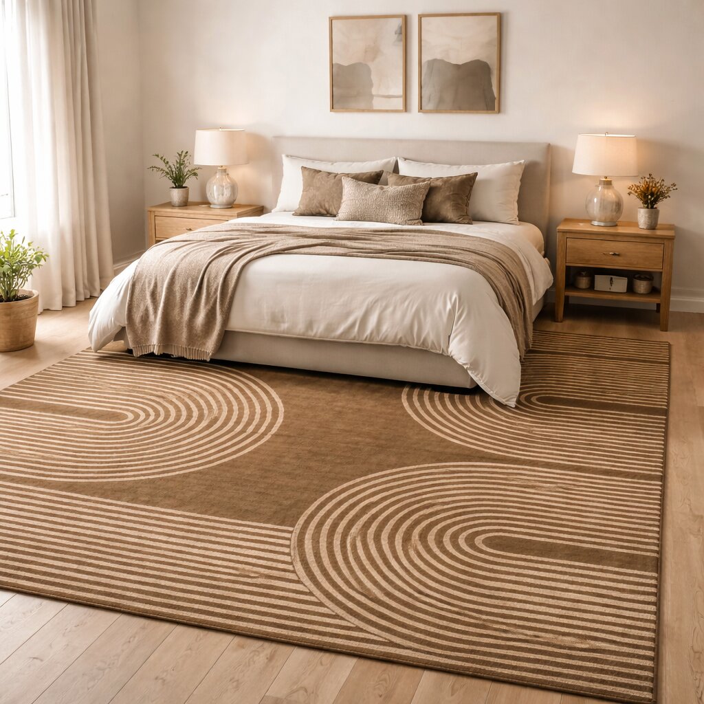 Area rug 8x10 Tufted wool carpet Brown color Hallway Kids room 5x8 6x9 7x10 Handmade