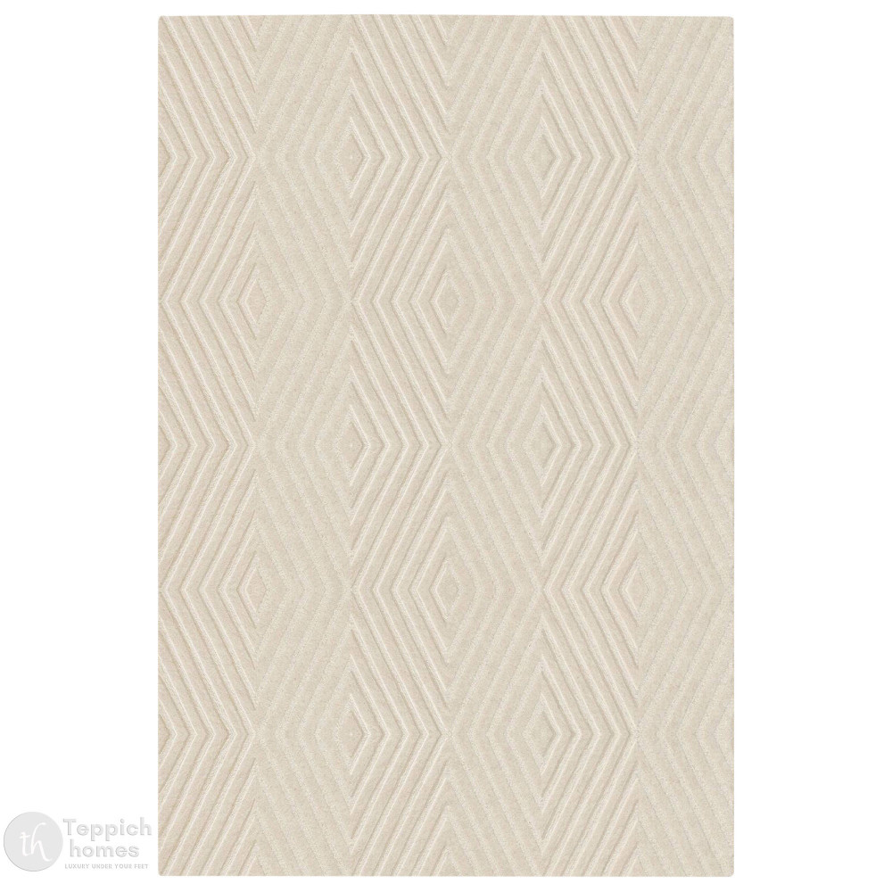 Image of Cream rug | 5x8, 7x10, 8x13, 9x12 | Geometric carpet | Hand tuft | Bed, Living, room | Wool area rugs