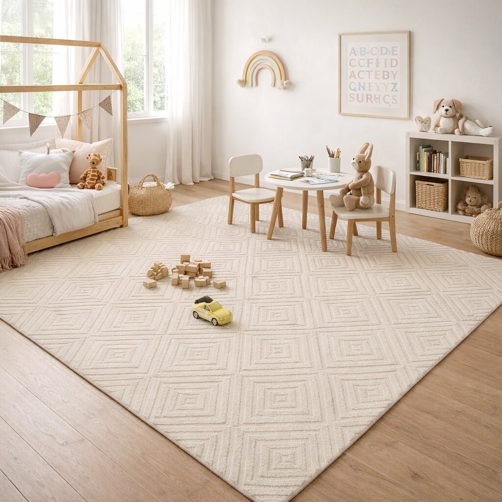 Cream rug  5x8 7x10 8x13 9x12  Geometric carpet  Hand tuft  Bed Living room  Wool area rugs