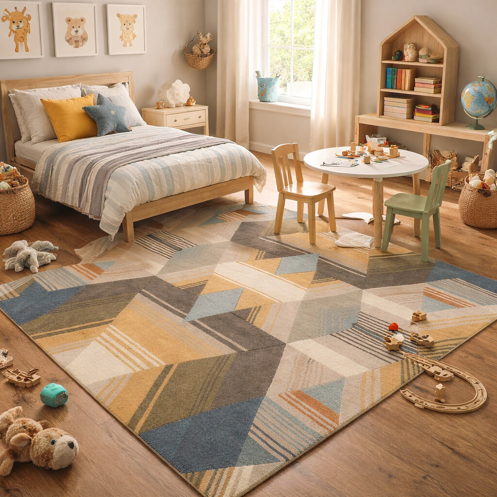 Hand Tufte Striped Rug Wool Area Rug 8x10 8x11 9x12 10x14 Large Carpet