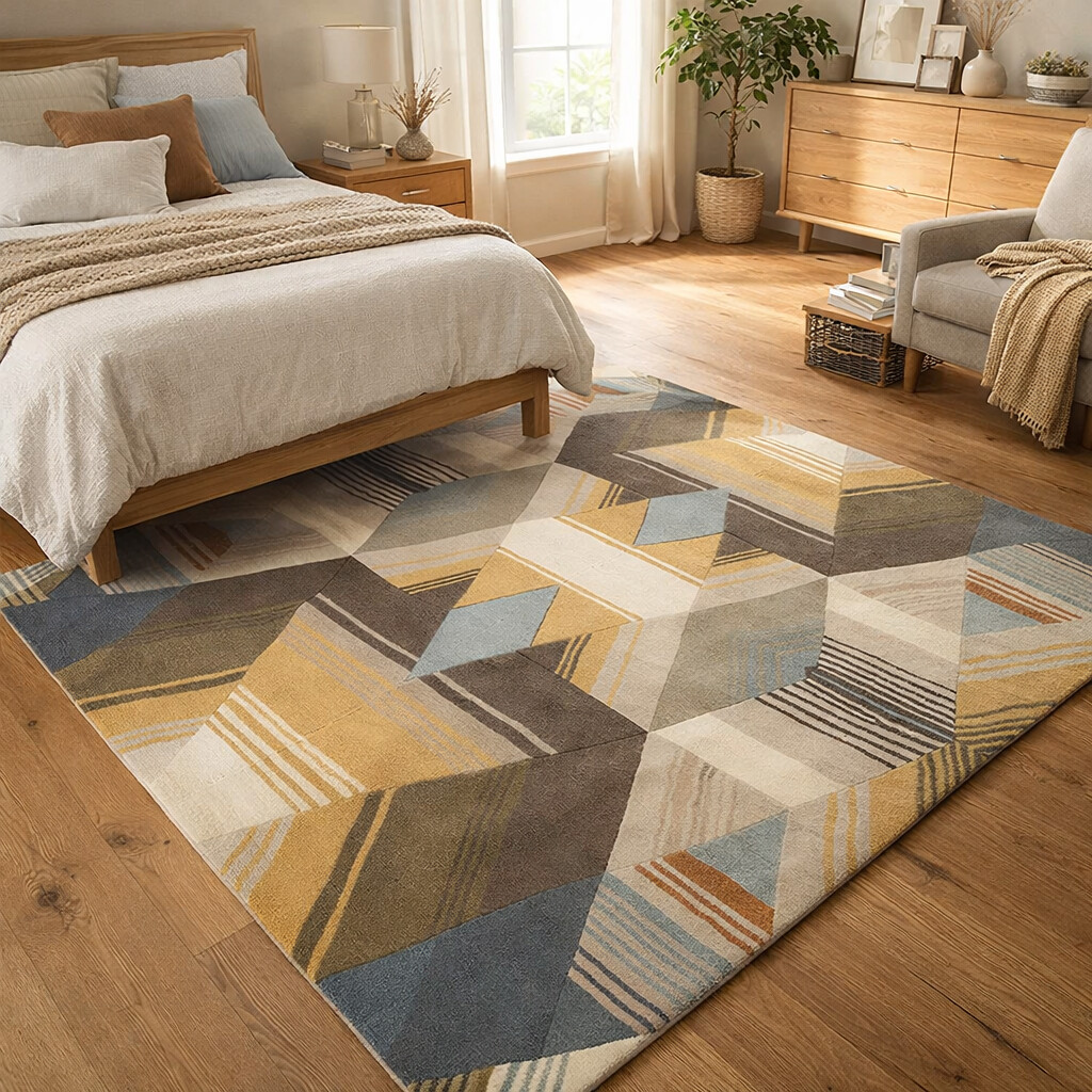 Hand Tufte Striped Rug Wool Area Rug 8x10 8x11 9x12 10x14 Large Carpet