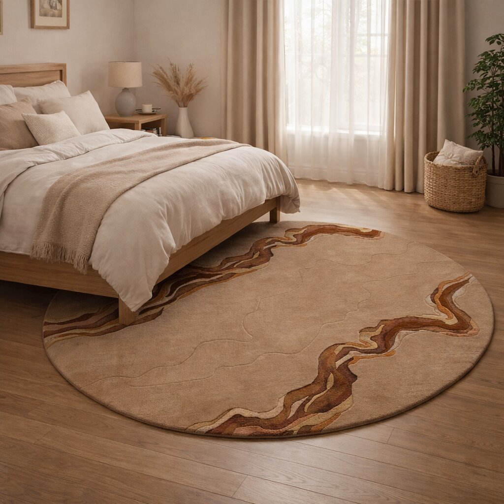 Handmade carpet  Round tufted wool rugs  7x7 8x8 9x9  Area rug  Bed Living Dining room