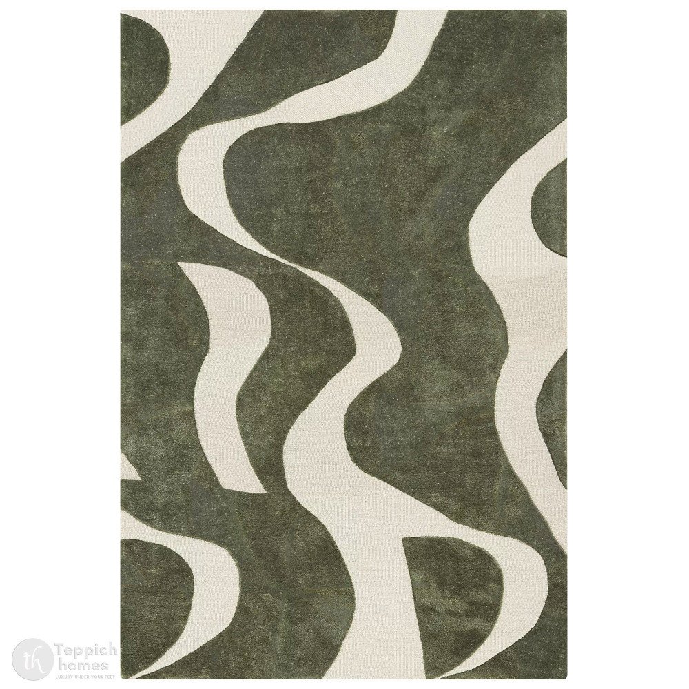 Image of Tufted rugs | 6x10, 8x13, 9x12, 11x12 | Abstract carpet | Sage Green and Cream color | Hallway, Living, room