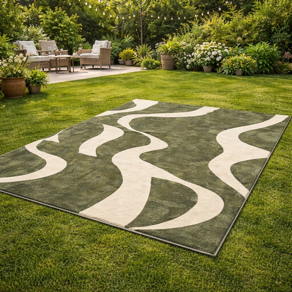 Tufted rugs  6x10 8x13 9x12 11x12  Abstract carpet  Sage Green and Cream color  Hallway Living room