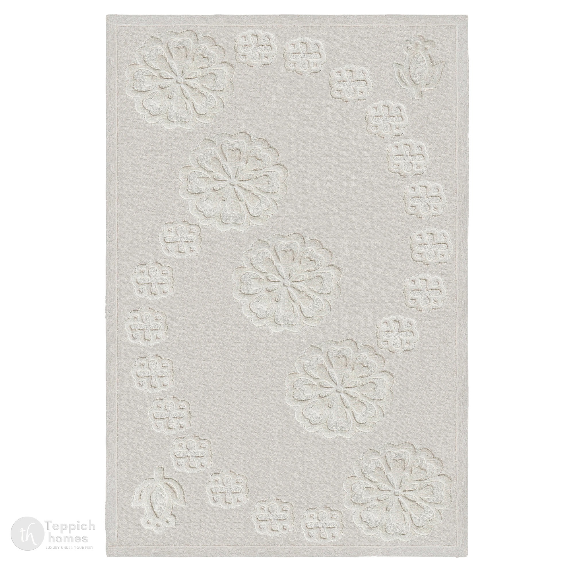 Tufted rug  White carpet  5x8 6x9 6x10 7x10  Bedroom Living room  Area rug  Geometric wool