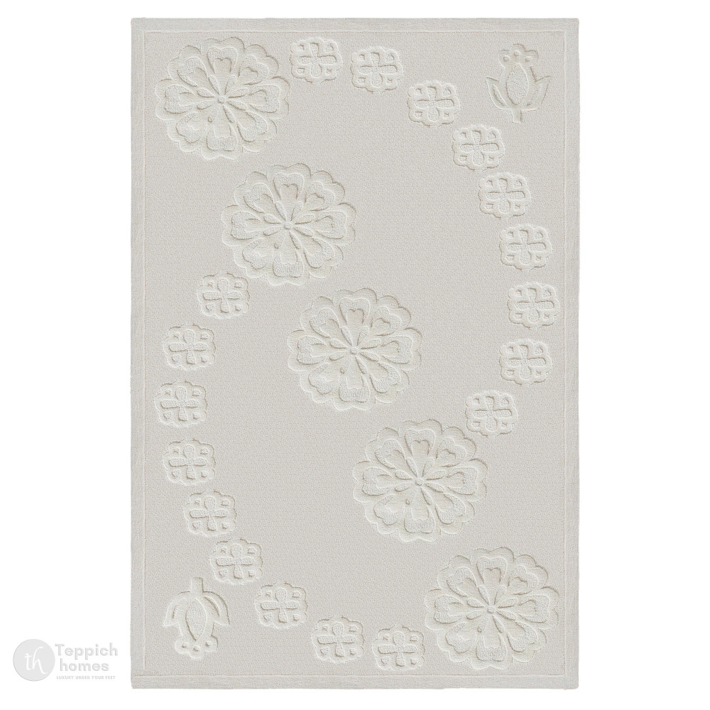 Image of Tufted rug | White carpet | 5x8, 6x9, 6x10, 7x10 | Bedroom, Living room | Area rug | Geometric wool
