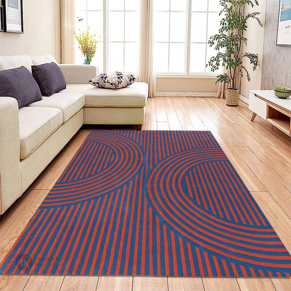 Image of Hand Tufted Red Orange Colored Rug for Bedroom and Living Space