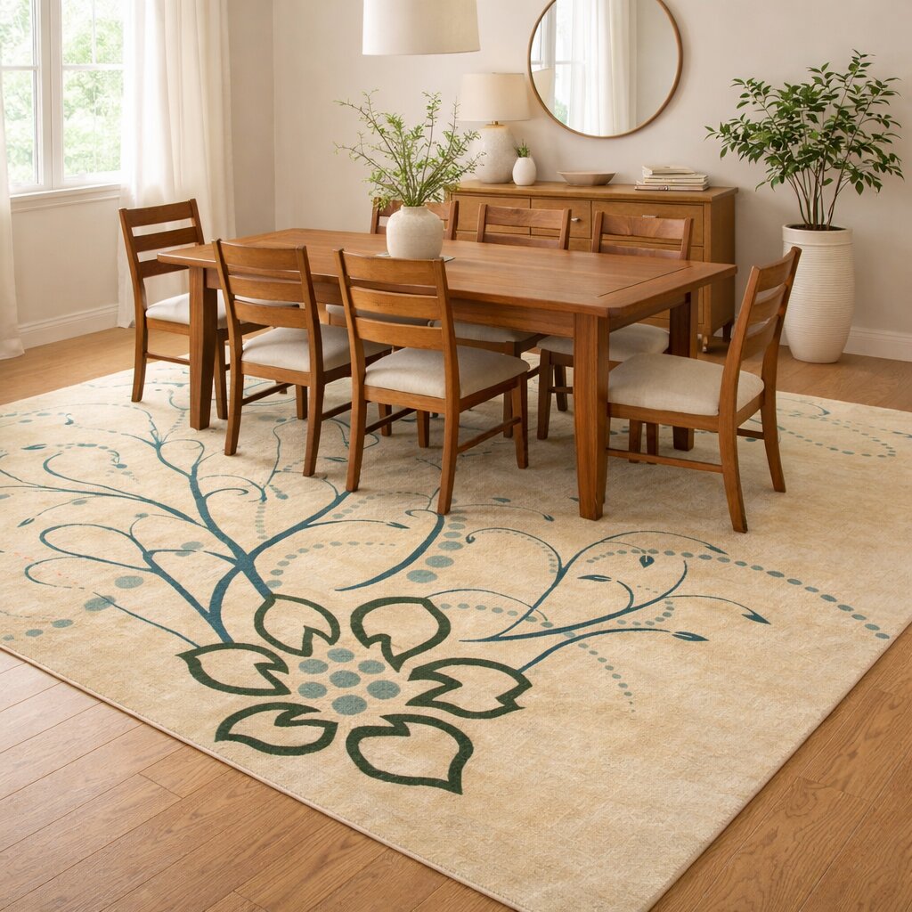 Tufted rug 5x8 Cream color 6x9 7x10 8x11 8x13 Bed Living room Hallway Wool area rugs Floral carpet