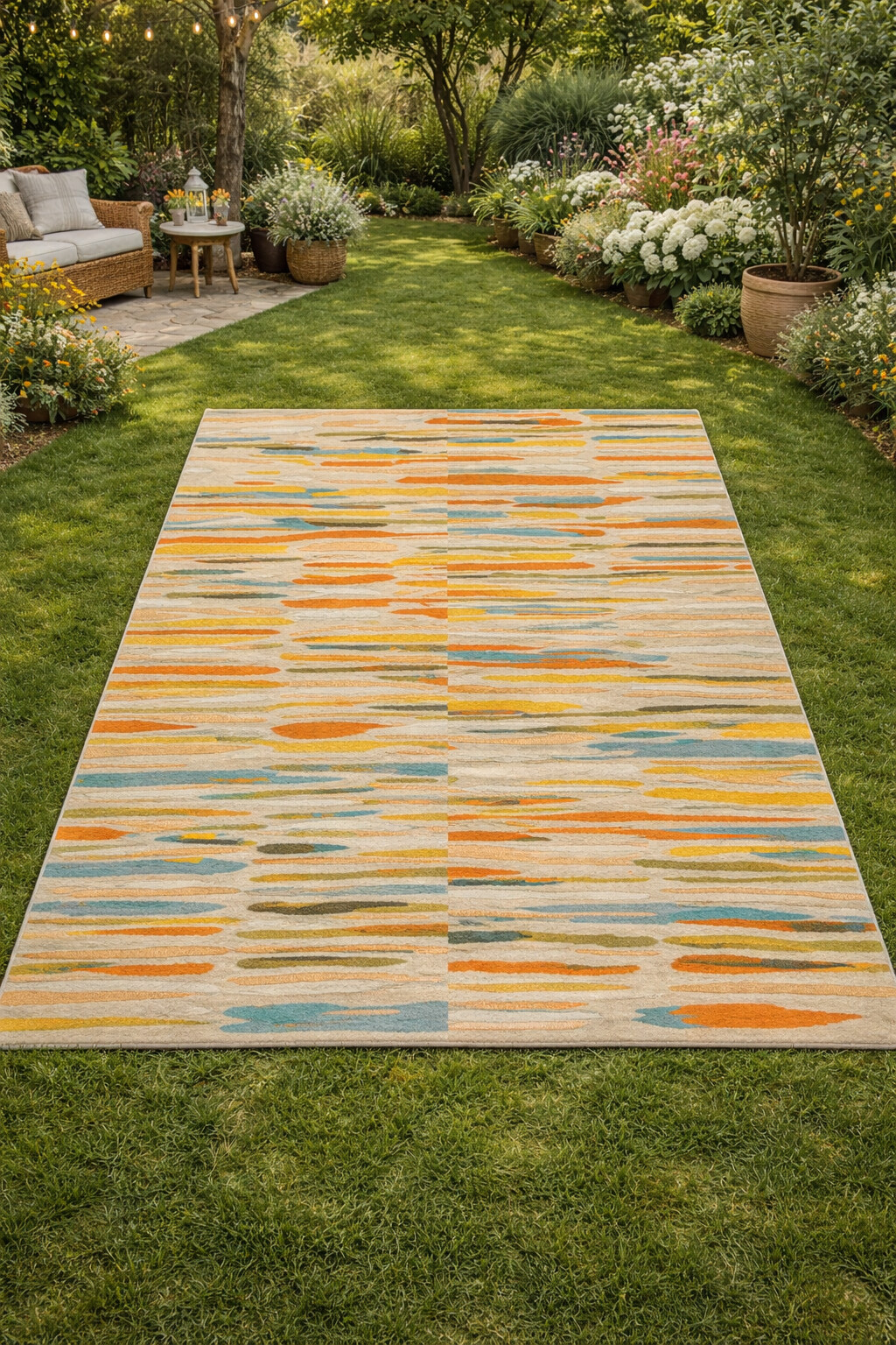 Striped Rug Floor Carpet Hand Tufted 6x8 6x9 7x10 8x10 Wool Viscose Carpet