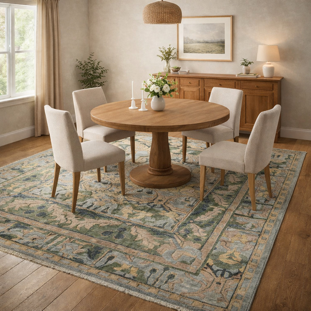 Premium Hand Knotted Green Wool Area Rug 6x10 8x11 9x10 10x10 for Living Room and Hallway High-Quality Carpet