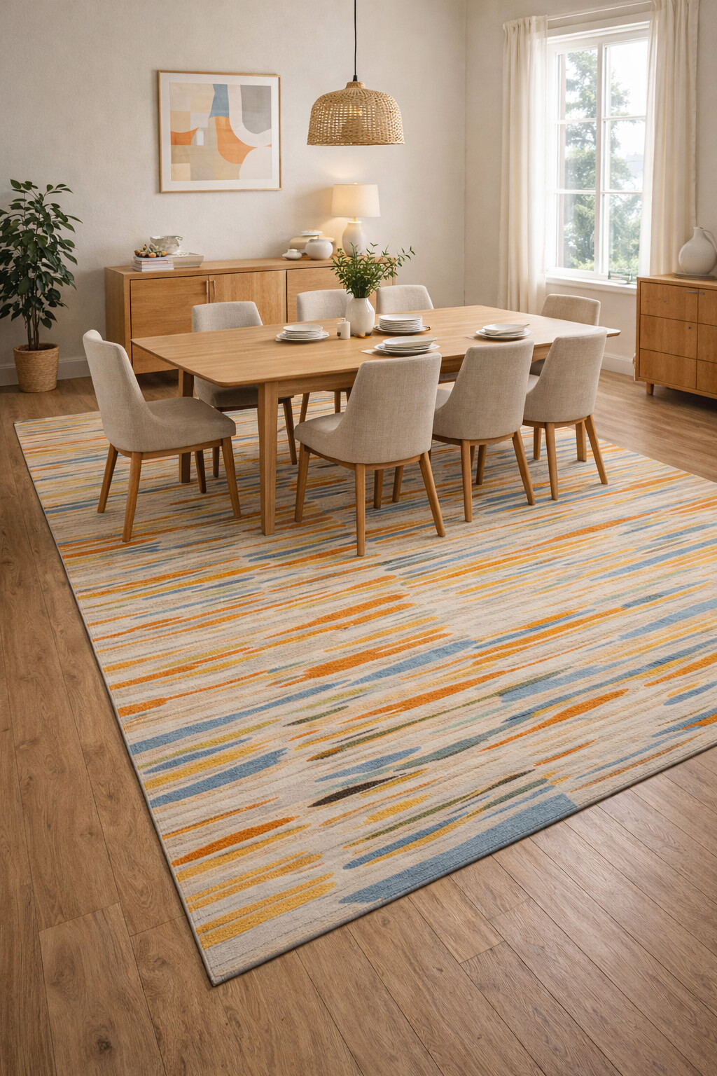 Striped Rug Floor Carpet Hand Tufted 6x8 6x9 7x10 8x10 Wool Viscose Carpet