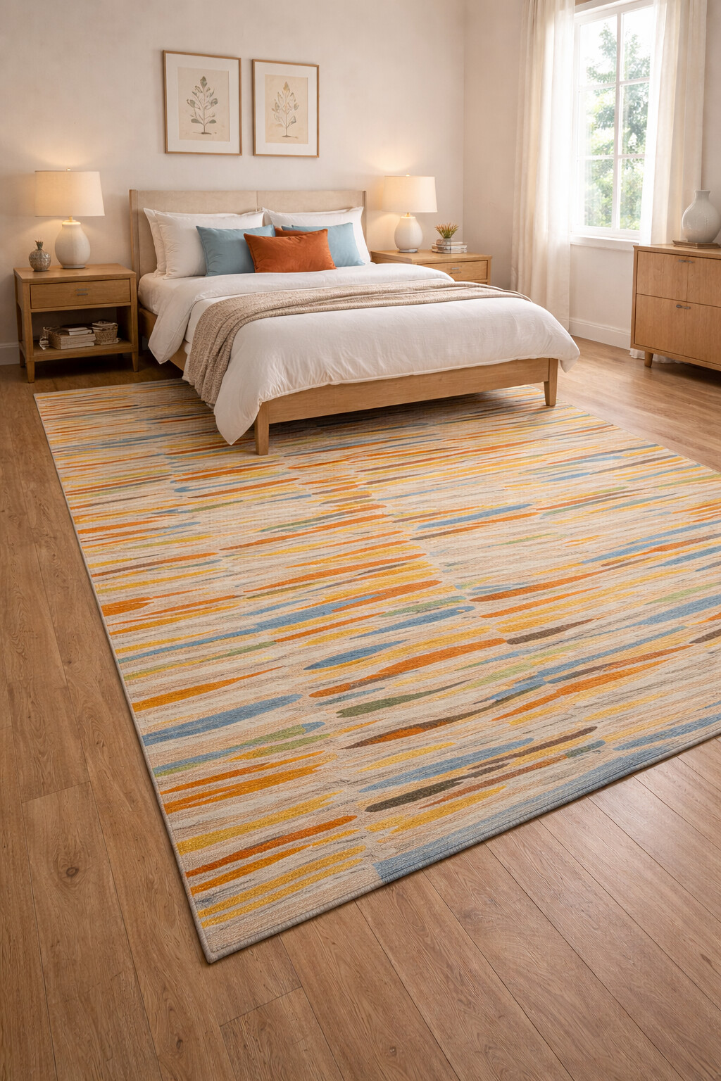 Striped Rug Floor Carpet Hand Tufted 6x8 6x9 7x10 8x10 Wool Viscose Carpet