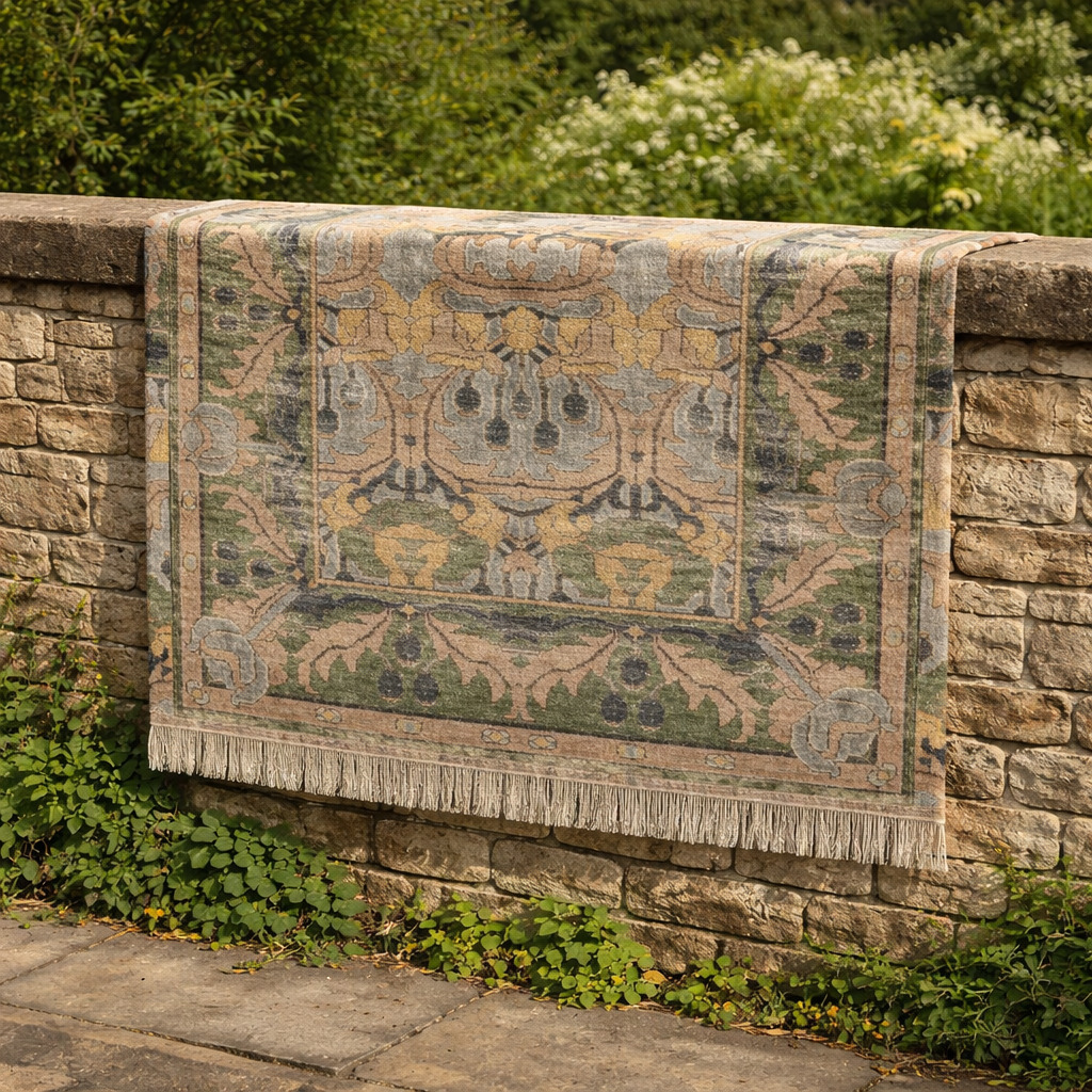 Premium Hand Knotted Green Wool Area Rug 6x10 8x11 9x10 10x10 for Living Room and Hallway High-Quality Carpet