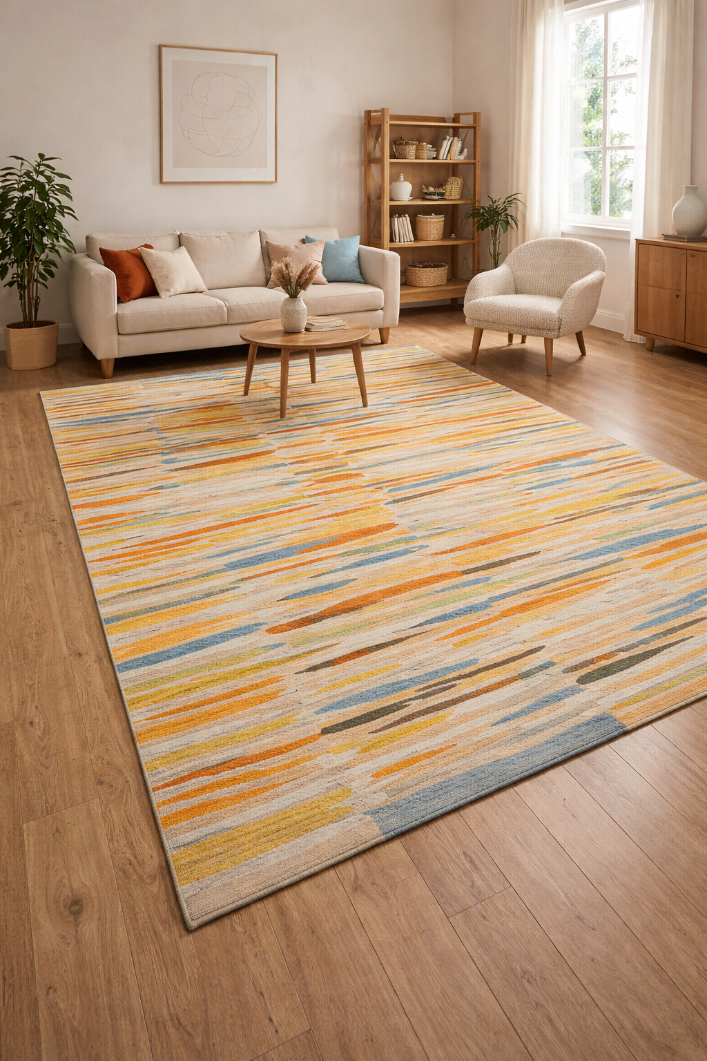 Striped Rug Floor Carpet Hand Tufted 6x8 6x9 7x10 8x10 Wool Viscose Carpet