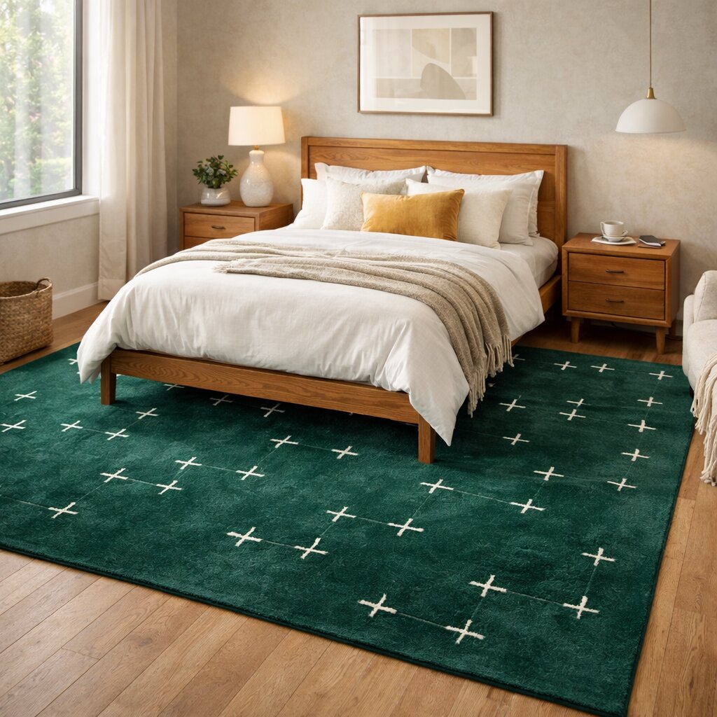 Wool carpet Green area rugs 5x8 6x10 8x13 9x12 Hallway Living Bed room Tufted carpet Geometric design