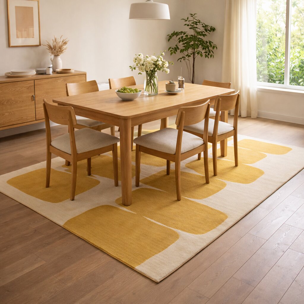 Tufted rug 5x8 Cream and Yellow color 6x10 7x10 8x13 9x12 Hallway Living room Area rugs Geometric wool