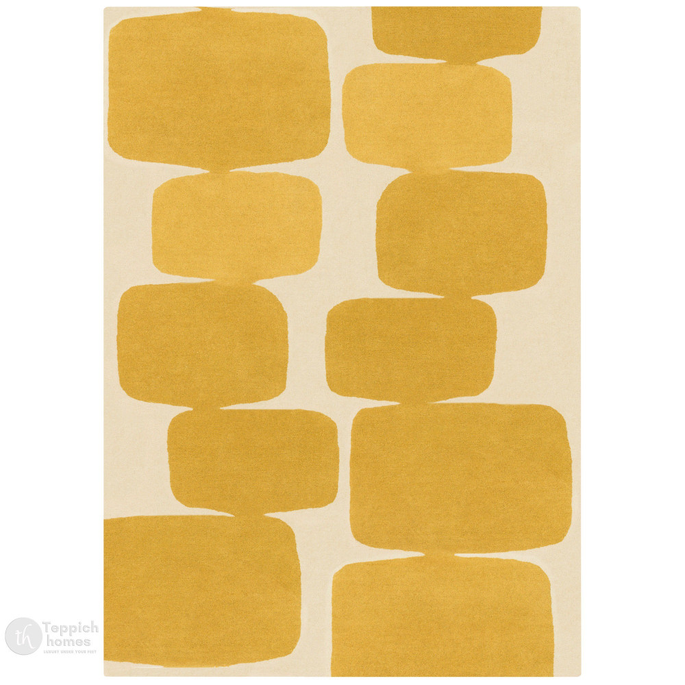 Image of Tufted rug 5x8, Cream and Yellow color, 6x10, 7x10, 8x13, 9x12, Hallway, Living room, Area rugs, Geometric wool
