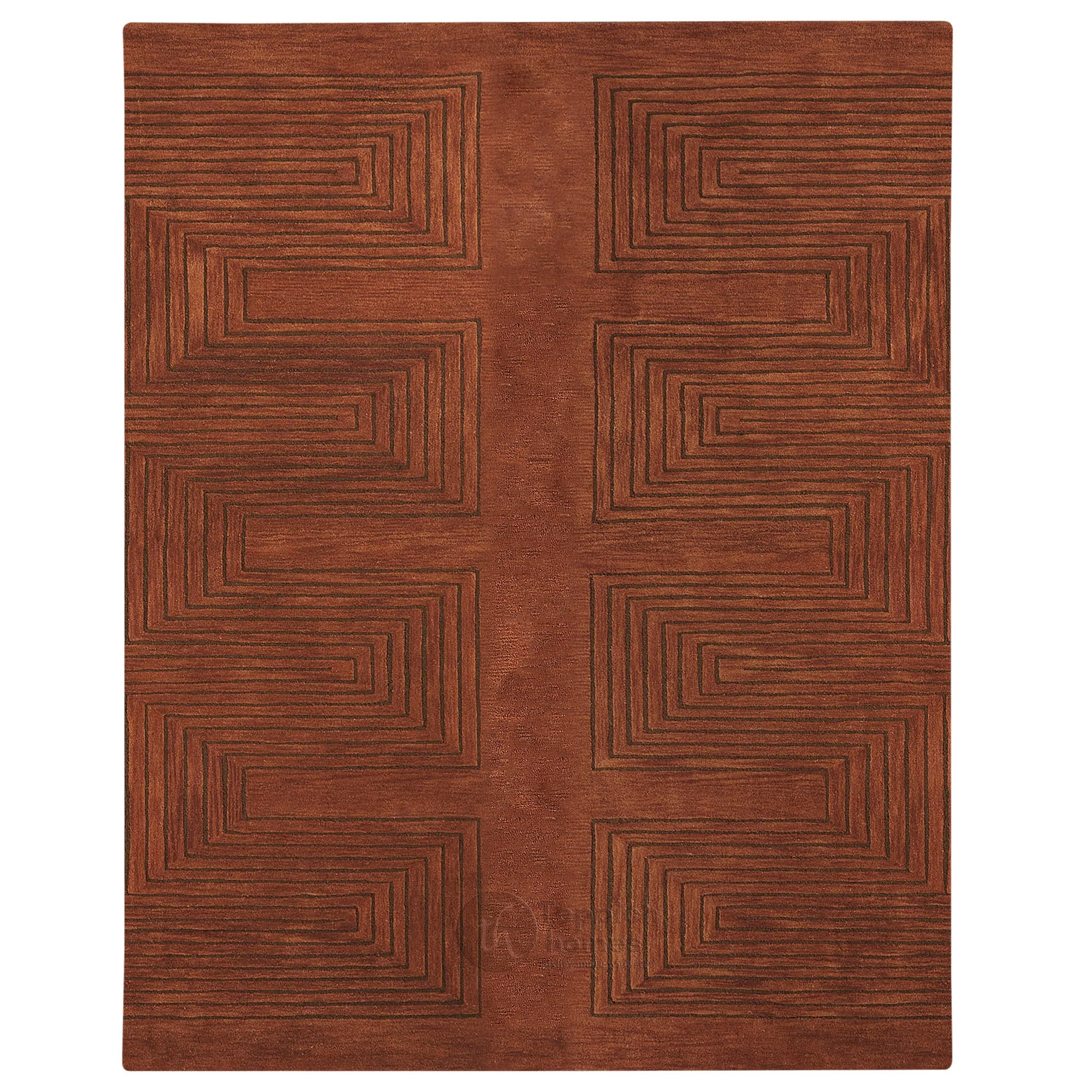 Rust color rug 8x13 10x13 11x13 12x15 Geometric wool Area rugs Hand tuft Hallway Living room Rectangular carpet