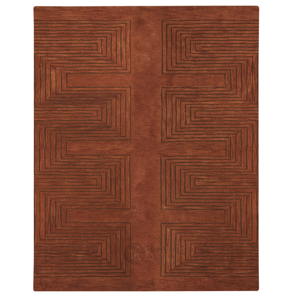 Image of Rust color rug, 8x13, 10x13, 11x13, 12x15, Geometric wool, Area rugs, Hand tuft, Hallway, Living, room, Rectangular carpet