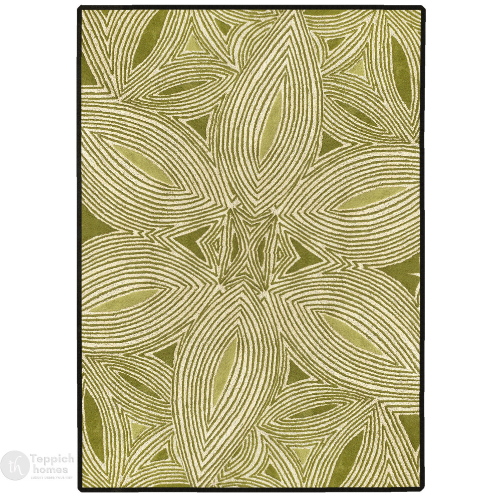 Image of Botanical Pattern Green Wool Rug