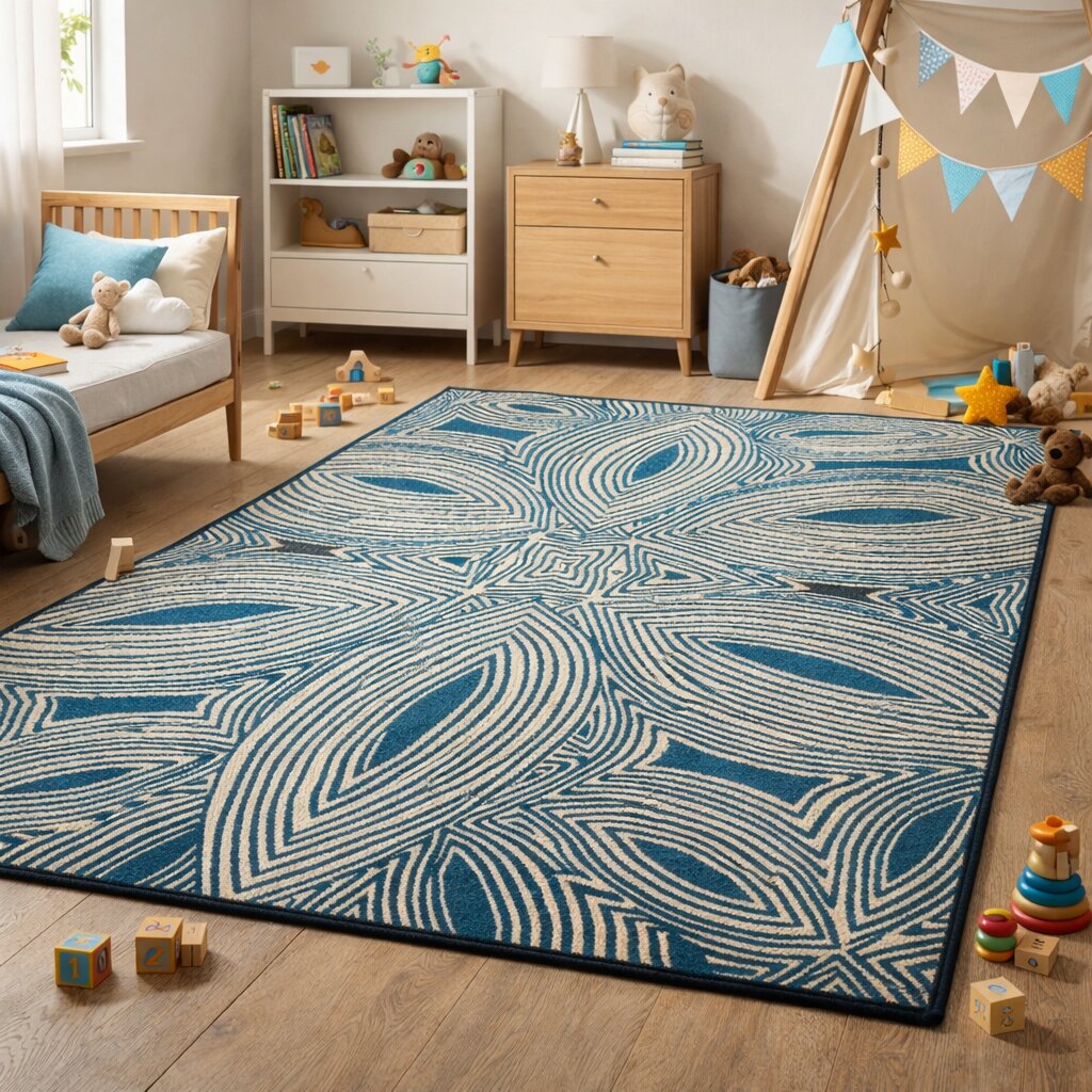 Nature Teal Hand Tufted Rug