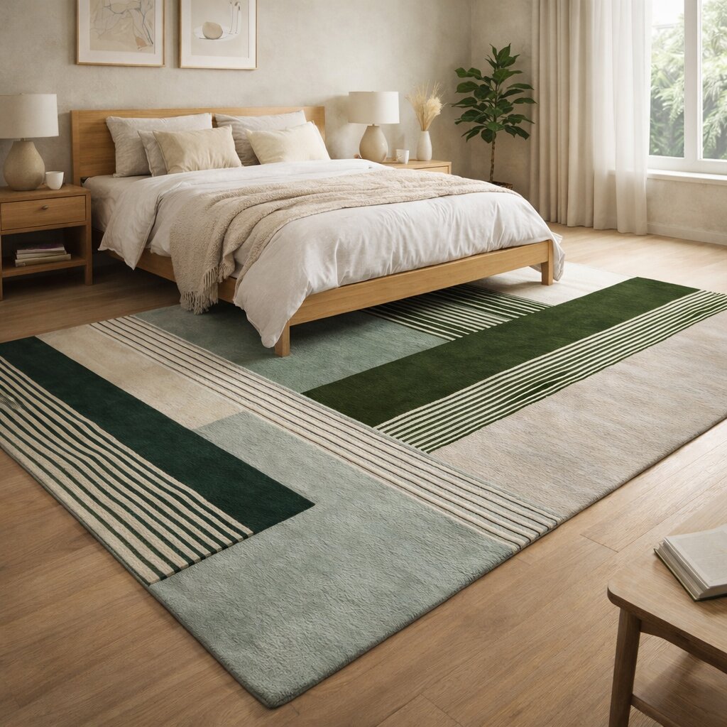 Stylish Geometric Woolen Area Rugs - Hand-Tufted Carpets for Living Room Hallway in Sizes 5x8 8x11 10x14 11x13 - Perfect Rectangular Rugs for Any Space