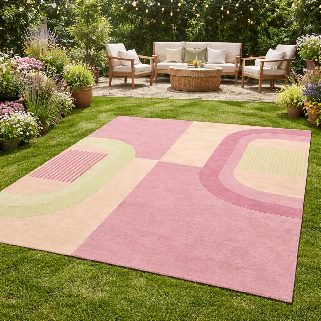 Pink area rugs 6x9 7x10 8x11 9x13 Geometric wool Tufted carpet Hallway Bedroom Rectangular rugs