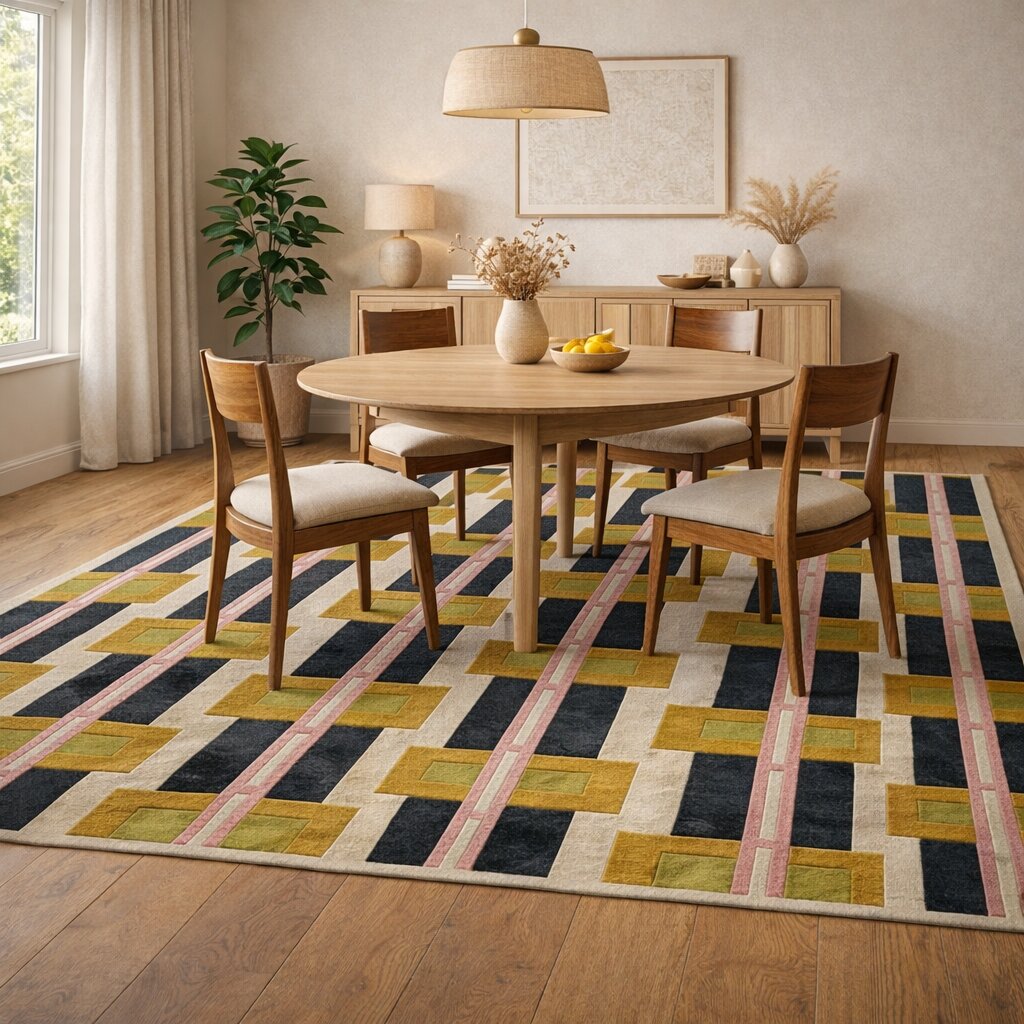 Wool carpet 5x8 6x9 8x13 9x12 Geometric area rugs Hand tufting Bed Kids Living room Rectangular carpets