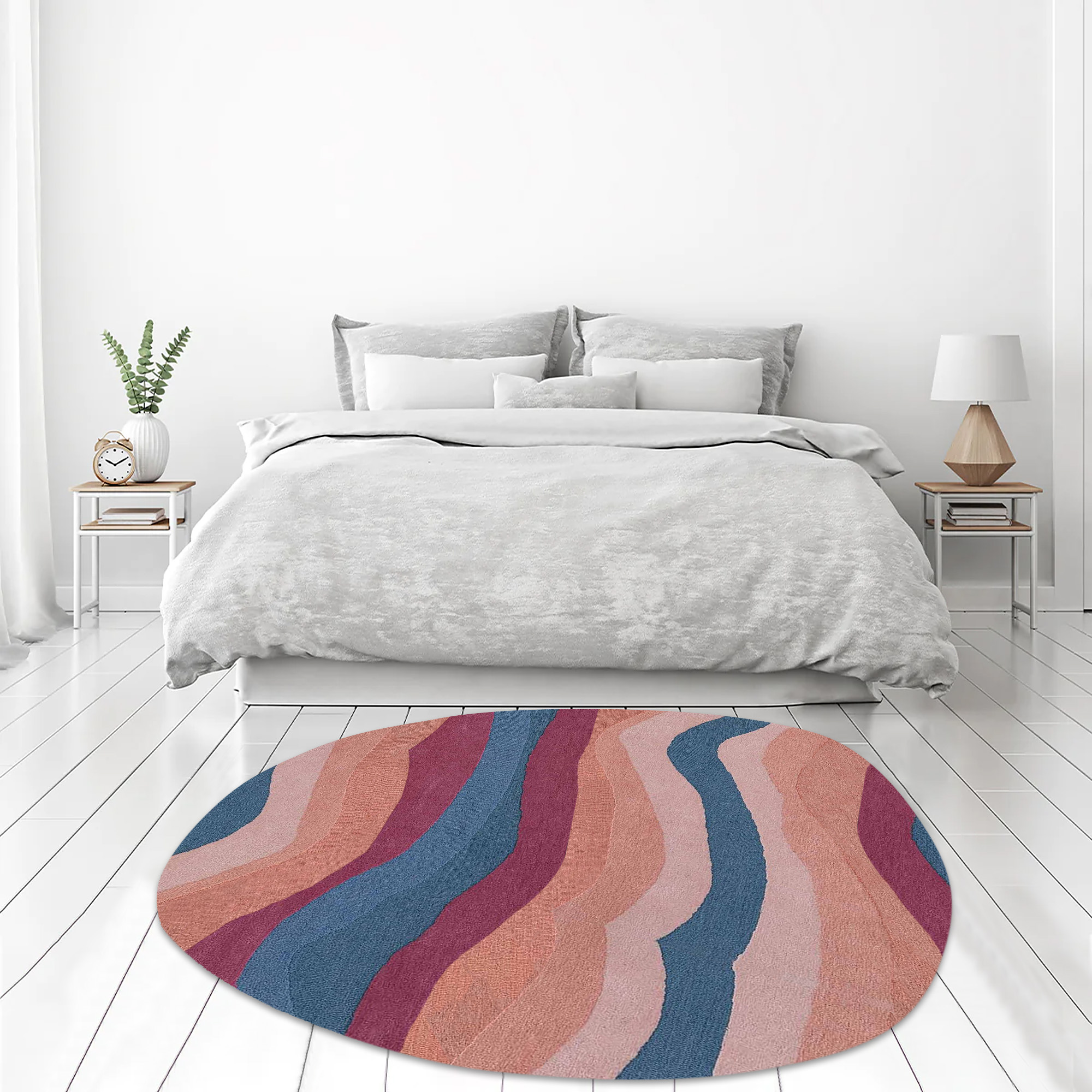 Abstract Multicolor Rugs Modern Wavy Multicolor Abstract Rug | 6x9 Area Rugs