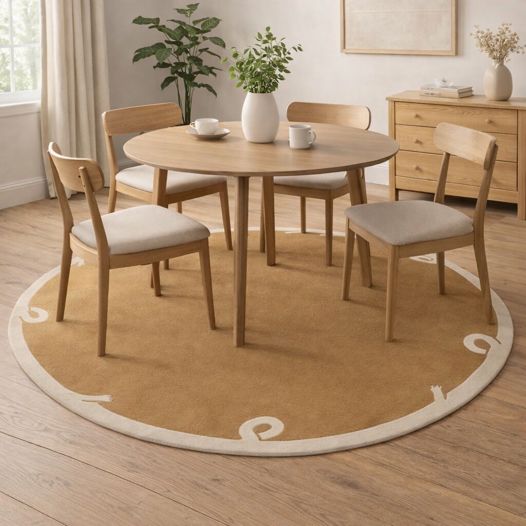 Modern Circle Rug Hand Tufted 6x6 7x7 8x8 9x9 Round Mustard Rug