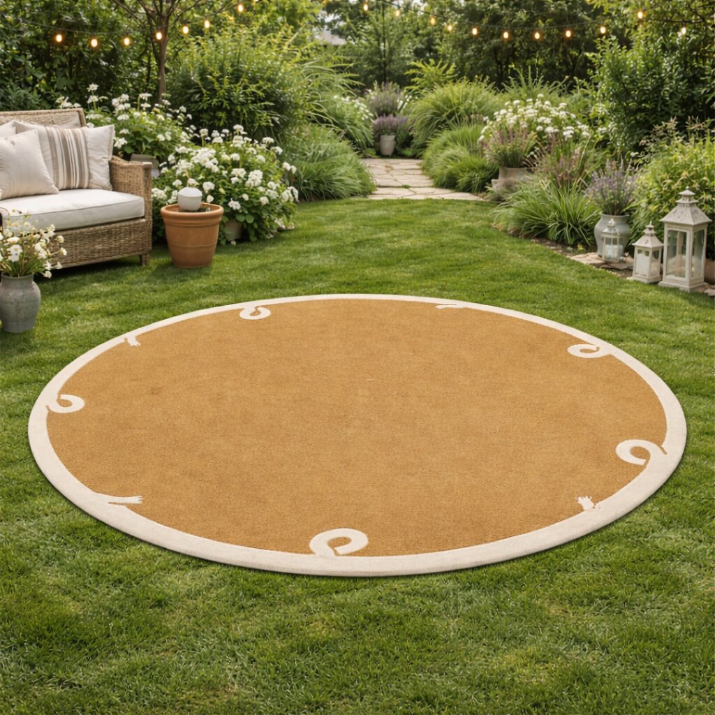 Modern Circle Rug Hand Tufted 6x6 7x7 8x8 9x9 Round Mustard Rug