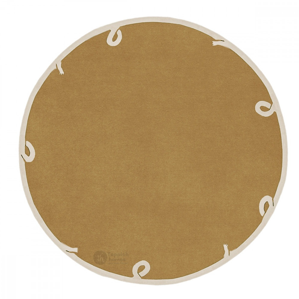 Image of Modern Circle Rug, Hand Tufted, 6x6, 7x7, 8x8, 9x9, Round Mustard Rug