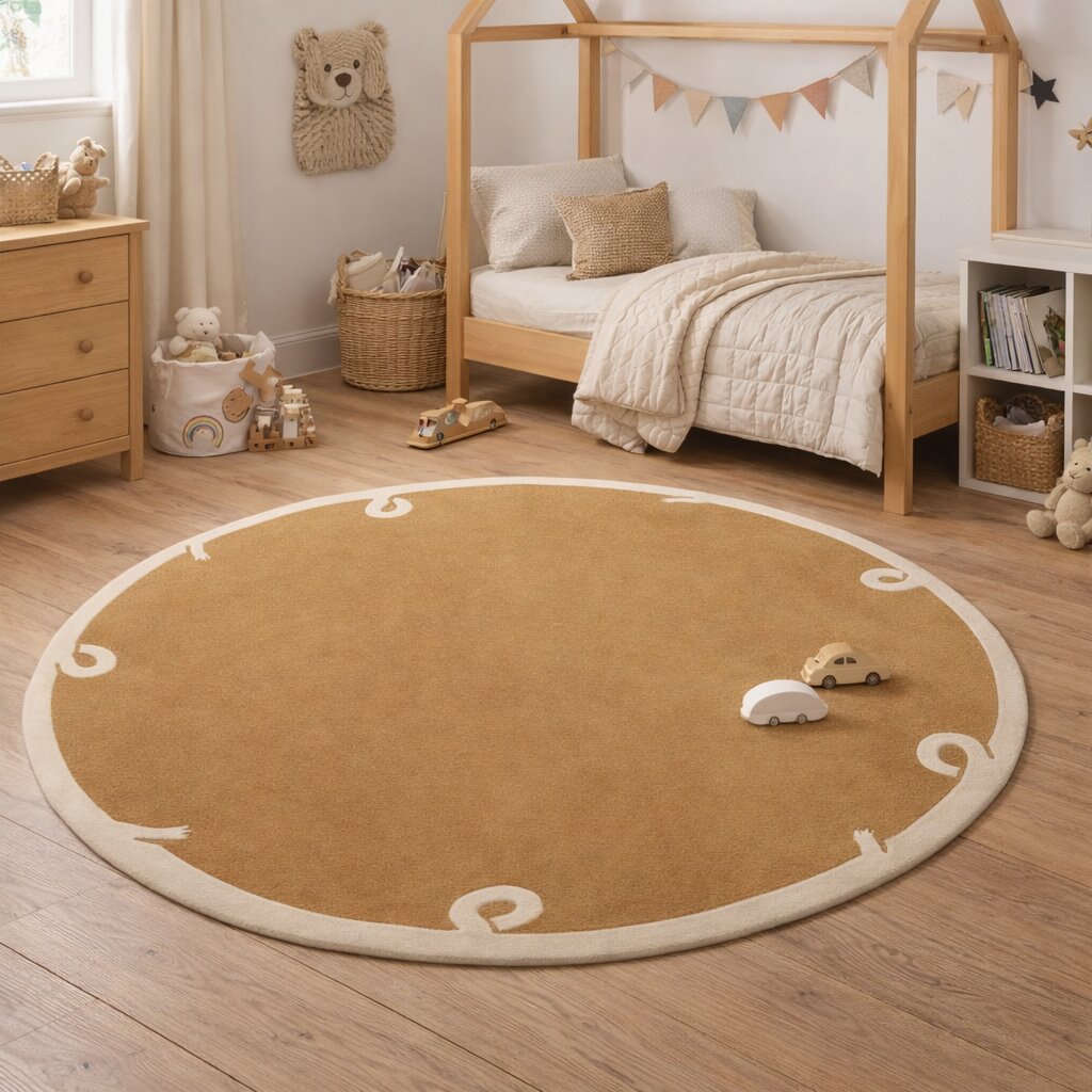 Modern Circle Rug Hand Tufted 6x6 7x7 8x8 9x9 Round Mustard Rug