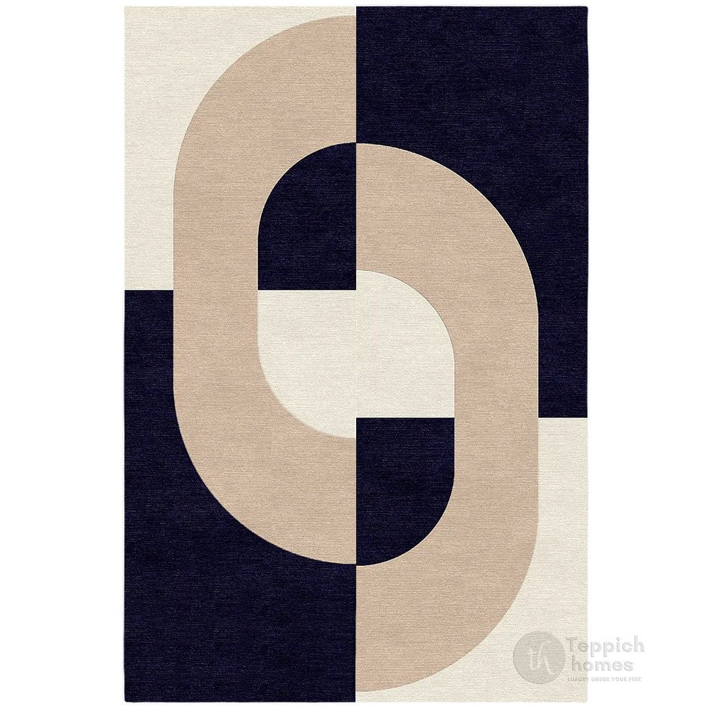 Image of Beige and Blue rug, 5x8, 7x10, 8x13, 9x12, Geometric carpet, Wool area rugs, Hand tuft, Bed, Living, room